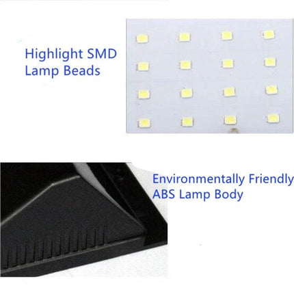 Outdoor Solar Patio Wall Light For Garden And Balcony 100 LEDs close-up of 100 SMD LED beads and black ABS lamp body showing solar exterior wall light construction