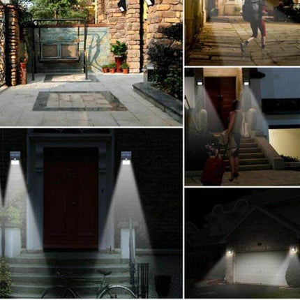 Outdoor Solar Patio Wall Light For Garden And Balcony 100 LEDs mounted by doors and stairs providing bright wireless illumination