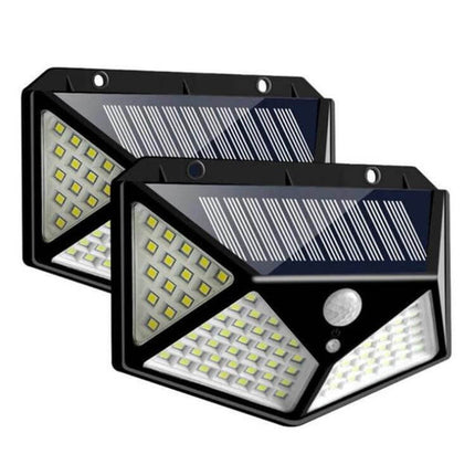 Outdoor Solar Patio Wall Light For Garden And Balcony 100 LEDs - dual black solar LED wall lights with motion sensor for deck stairs