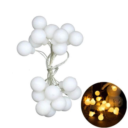 LED Waterproof Ball Light String For Indoor And Outdoor Use, 20 LEDs white plastic ball string lights for patio and garden, battery 2.5m weatherproof