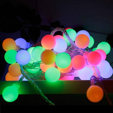 LED Waterproof Ball Light String For Indoor And Outdoor Use, 20 LEDs - colorful waterproof battery string lights with 20 glowing plastic balls for patios and events