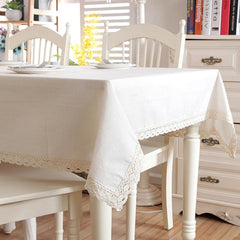 Exquisite Cotton-Linen Tablecloth with Elegant Hem Splice for Weddings and Events