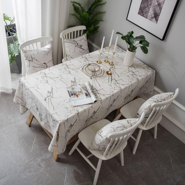 Chic Marble Print Cotton-Linen Table Cover for Celebrations and Gatherings