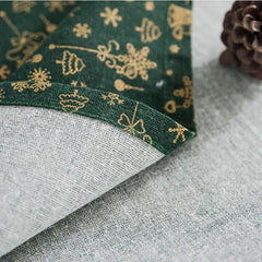 Elegant Bronzed Linen Cotton Christmas Table Cover - Rectangular Dining Cloth for Holiday Celebrations