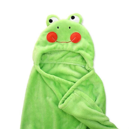 Elephant Hooded Cape Bath Towel For Babies 100x75cm - plush coral velvet hooded baby towel with cozy elephant design, quick-dry, full coverage