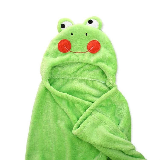 Elephant Hooded Cape Bath Towel For Babies 100x75cm - plush coral velvet hooded baby towel with cozy elephant design, quick-dry, full coverage