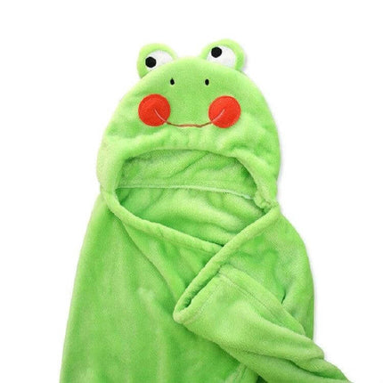 Elephant Hooded Cape Bath Towel For Babies 100x75cm - green plush coral velvet baby towel with hood (frog design)