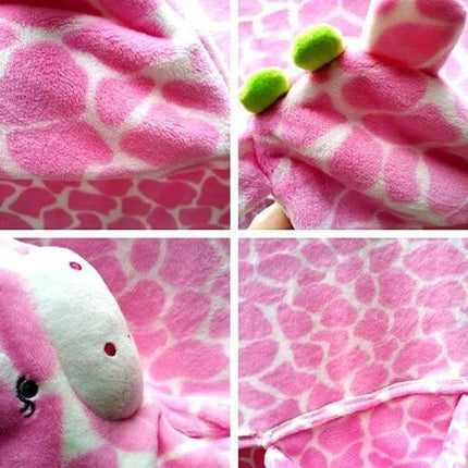 Elephant Hooded Cape Bath Towel For Babies 100x75cm - pink giraffe-pattern coral velvet hooded baby towel, soft quick-dry wrap with cozy hood
