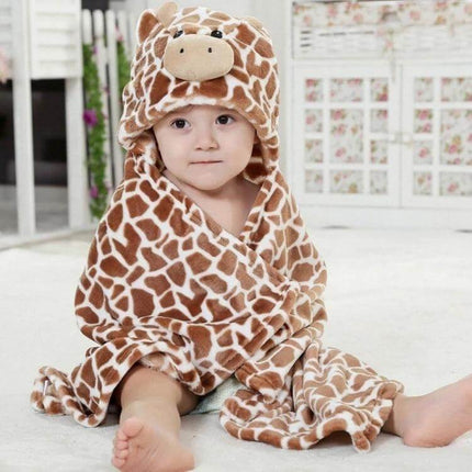 Elephant Hooded Cape Bath Towel For Babies 100x75cm - plush coral velvet hooded towel keeping baby warm after bath