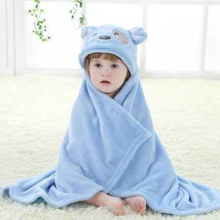 Elephant Hooded Cape Bath Towel For Babies 100x75cm - plush blue coral velvet hooded towel keeping baby warm after bath