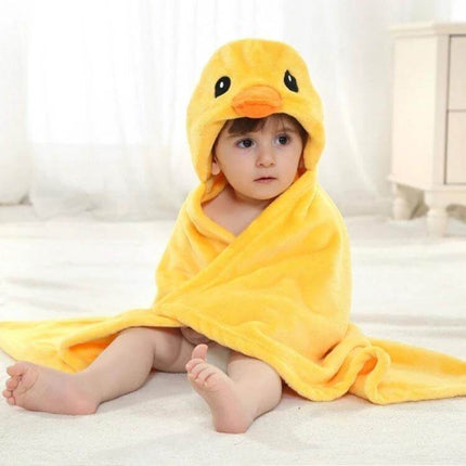 Elephant Hooded Cape Bath Towel For Babies 100x75cm - yellow duck hooded baby towel in coral velvet, soft quick-dry cape keeping infant warm after bath