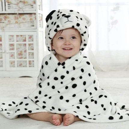 Elephant Hooded Cape Bath Towel For Babies 100x75cm - baby wrapped in plush coral velvet hooded towel for quick drying and warmth after bath