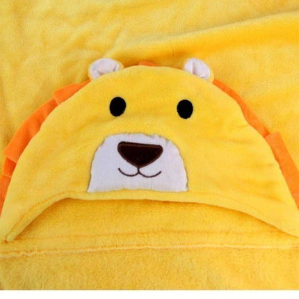 Elephant Hooded Cape Bath Towel For Babies 100x75cm - yellow plush coral velvet hooded baby towel with lion face design