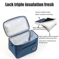 Insulated Waterproof Lunch Bag with Strap - Durable Cooler for Office and Travel