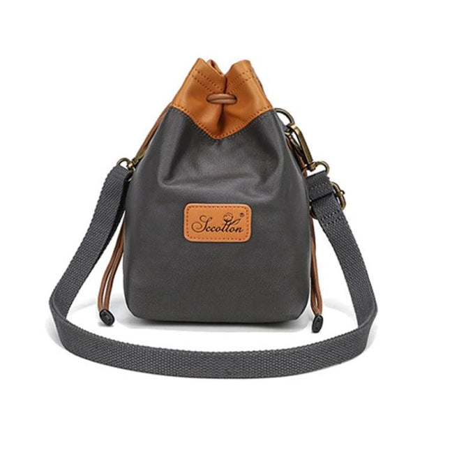 S.C. Cotton Waterproof Camera Lens Protection Storage Bag compact gray drawstring lens pouch with shoulder strap and padded interior