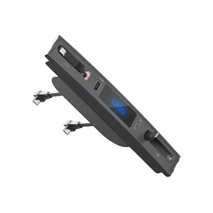 Model 3 Y Interior Charger Docking Hub With Telescopic Cables - center console USB-C PD and two 8-pin telescopic cables for front and rear charging