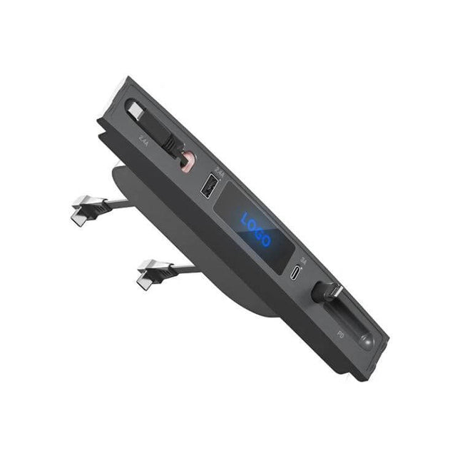 Model 3 Y Interior Charger Docking Hub With Telescopic Cables - center console USB-C PD and two 8-pin telescopic cables for front and rear charging