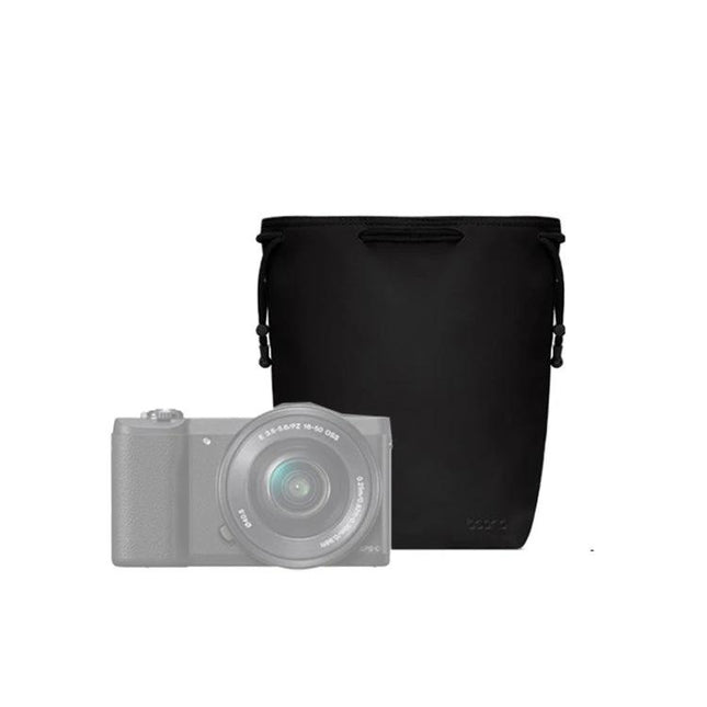 Baona Drawstring Pouch for Camera Lenses and Accessories in black PU leather, various sizes for lens protection and organization