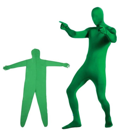 Comfortable Stretchy Green Screen Suit for Photo and Video Use, full-body green chroma key morphsuit for easy background removal