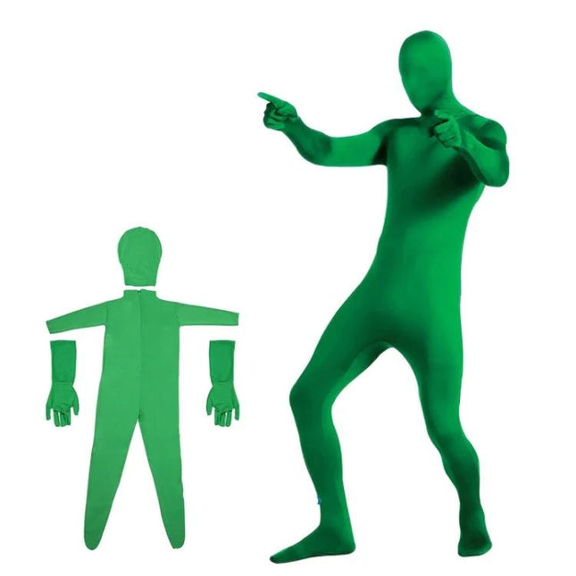 Comfortable Stretchy Green Screen Suit for Photo and Video Use - full-body green chroma key suit with gloves for photo and video production
