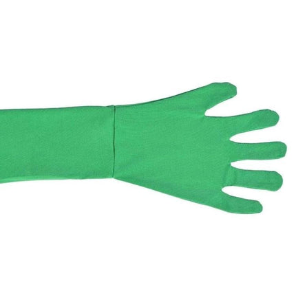 Comfortable Stretchy Green Screen Suit for Photo and Video Use - close-up green glove sleeve for chroma key production
