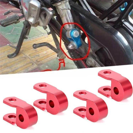 Shock Absorber Extender For Motorcycle, 5 cm Height Increase - red anodized rear ride height extenders shown installed and four-piece set