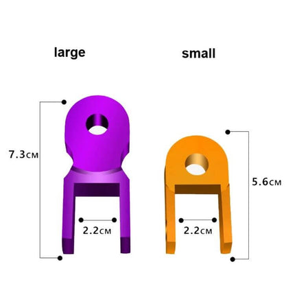Shock Absorber Extender For Motorcycle, 5 cm Height Increase - purple large and orange small extender size diagram showing 2.2 cm slot and height measurements
