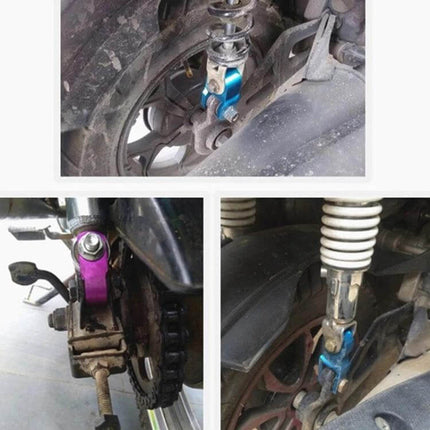 Shock Absorber Extender For Motorcycle, 5 cm Height Increase installed on rear shock to raise ride height and ground clearance