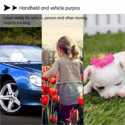Portable GF07 GPS Tracker for Anti-Lost Monitoring with Magnetic Attachment shown on car, child in field, and pet for tracking belongings
