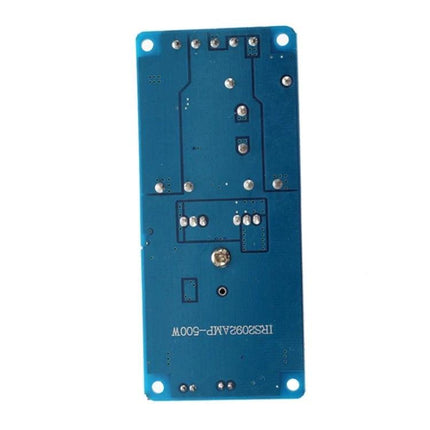 Class D Audio Amplifier Board for Home Stereo Systems blue PCB underside showing mounting holes and solder points