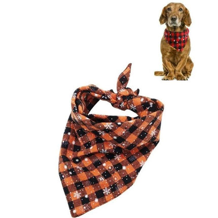 Christmas Snowflake Triangle Towel for Daily Dog Care - cotton triangular dog towel with subtle snowflake plaid for baths and walks