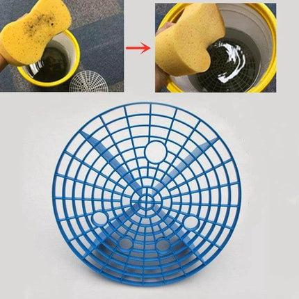 Car Washing Sand and Stone Isolation Net, 23.5cm Diameter blue PP grid placed over bucket to trap sand and gravel during car washing