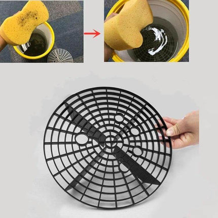 Car Washing Sand and Stone Isolation Net, 23.5cm Diameter - black PP debris filter grid for bucket to trap sand and gravel during car washing