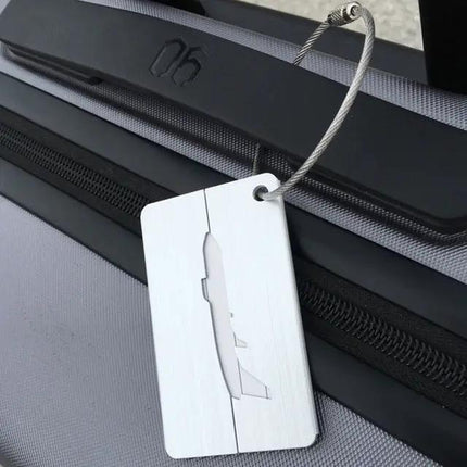 Étiquette de bagage en aluminium brossé pour carte d'embarquement 7,5x4,5 cm