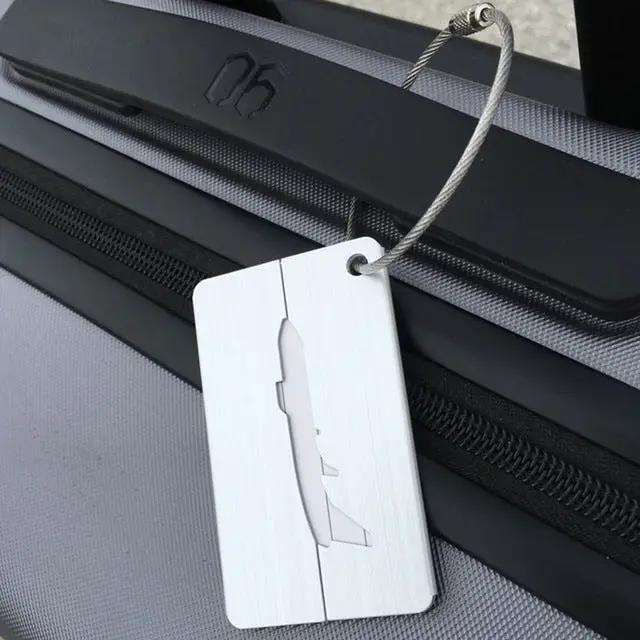 Étiquette de bagage en aluminium brossé pour carte d'embarquement 7,5x4,5 cm