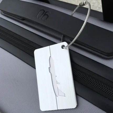 Étiquette de bagage en aluminium brossé pour carte d'embarquement 7,5x4,5 cm