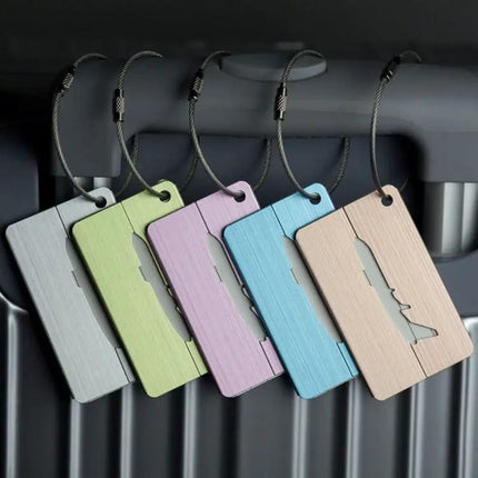 Étiquette de bagage en aluminium brossé pour carte d'embarquement 7,5x4,5 cm