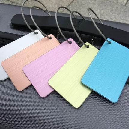Étiquette de bagage en aluminium brossé pour carte d'embarquement 7,5x4,5 cm