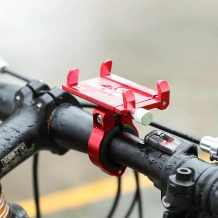 G-81 Bicycle Phone Mount 55-100mm Clamp for Navigation mounted on wet bike handlebar, red aluminum adjustable phone holder