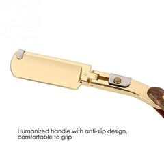 Wooden Handle Folding Razor for Men with Replaceable Blades