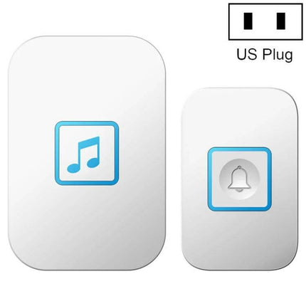 CACAZI Wireless Doorbell for Home Entry Alerts white plug-in receiver and wireless button set with music icon, 300m range, ideal for home or office