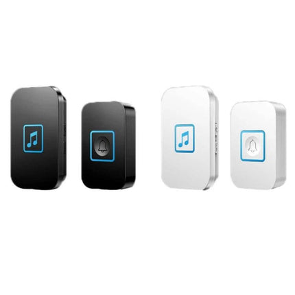 CACAZI Wireless Doorbell for Home Entry Alerts – black and white wireless chime receivers and push buttons, 300m range, easy no-wiring installation