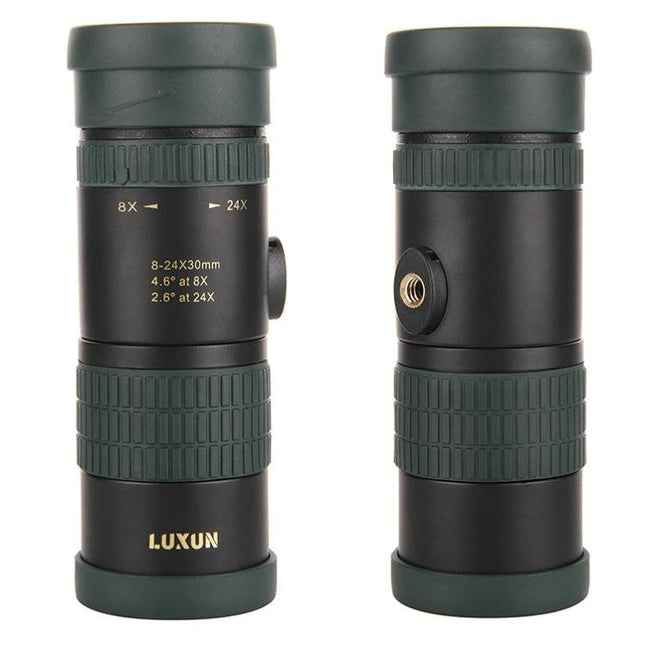 LUXUN Night Vision Telescope for Outdoor Observation compact 8-24x30 monocular showing front and side views