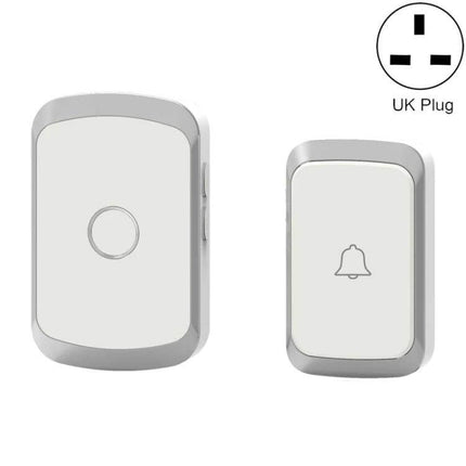 CACAZI Waterproof Wireless Doorbell with Remote Control white receiver and button set, waterproof ABS, up to 300m range, UK plug