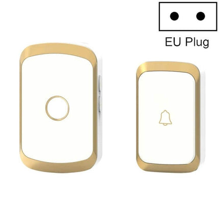 CACAZI Waterproof Wireless Doorbell with Remote Control - white and gold waterproof ABS doorbell kit with EU plug, remote chime and push button