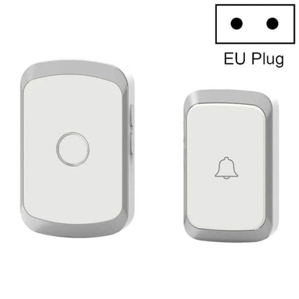 CACAZI Waterproof Wireless Doorbell with Remote Control white receiver and push button set with EU plug, waterproof ABS, 300m range