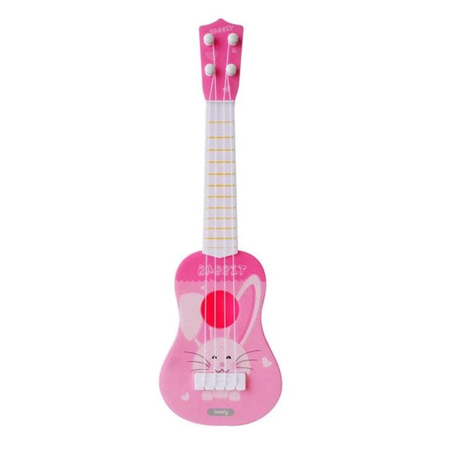 Mini Ukulele Toy for Kids' Music Play and Early Learning - pink 4-string children's ukulele with rabbit design for playtime