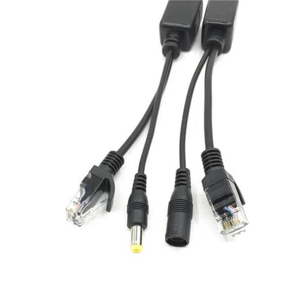 15-Piece POE Splitter Kit for Network Camera Power Supply showing Ethernet and DC power connectors for easy camera installation