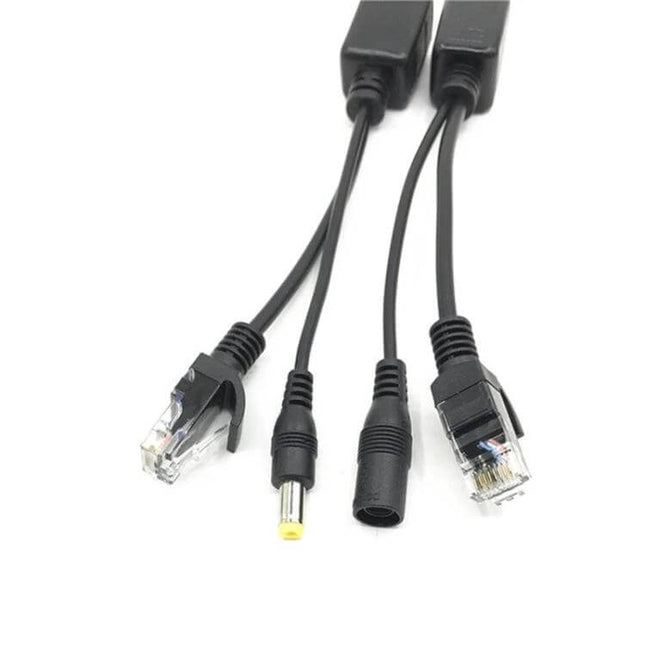 15-Piece POE Splitter Kit for Network Camera Power Supply showing Ethernet and DC power connectors for easy camera installation