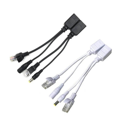 15-Piece POE Splitter Kit for Network Camera Power Supply – black and white PoE splitters with RJ45 and DC plugs for security camera installations